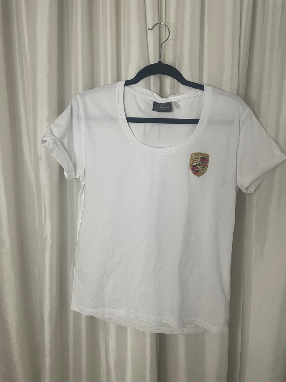 Porsche Design White Short Sleeve Tee with Embroidered Crest
